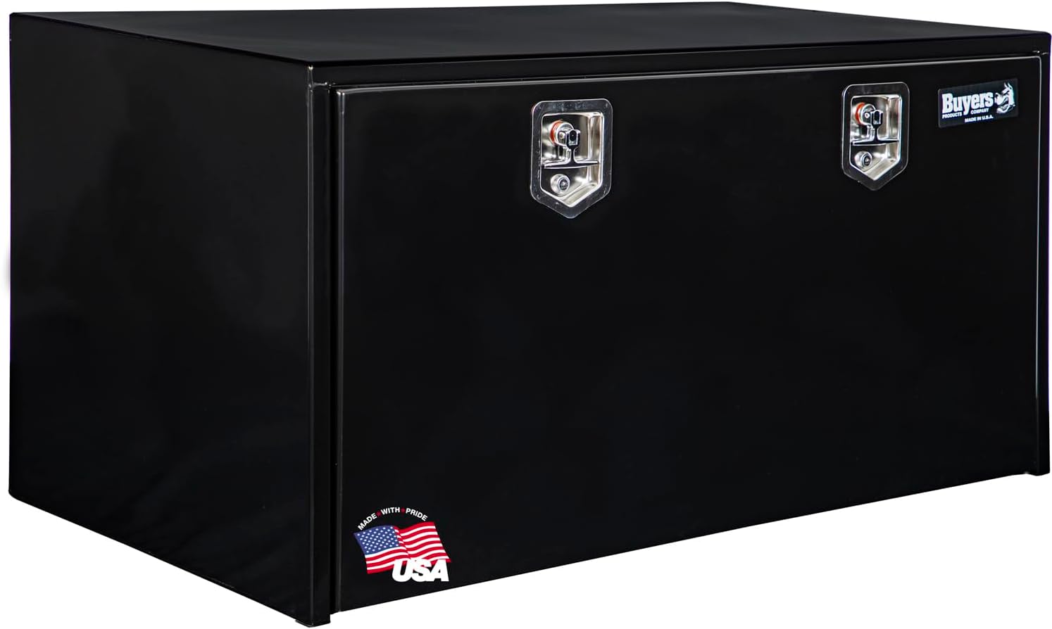 Buyers Products 1704310 Black Steel Underbody Truck Tool Box – 24 x 24 x 48 Inch - Truck Bed & Underbelly RV Storage Box, Locking T-Latch, Weather-Resistant, Heavy-Duty Flatbed Job Box, Made in USA