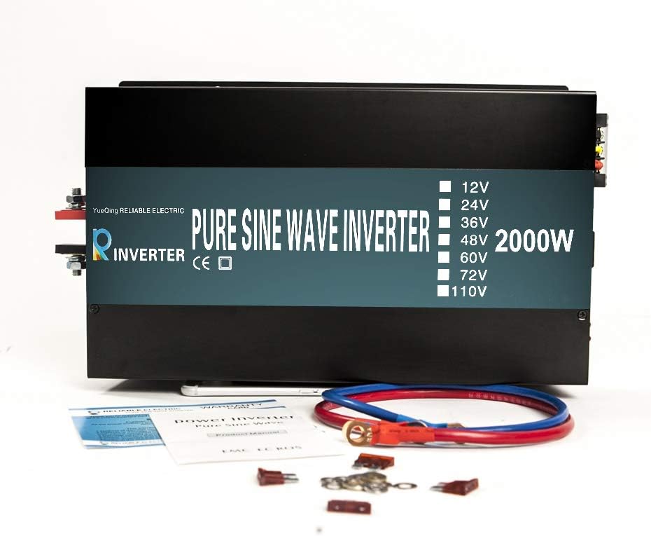 WZRELB 2000W High Frequency LED Display Power Generator True Pure Sine Wave Solar Power Inverter Off Grid DC to AC 24V 120V Converter(Black)