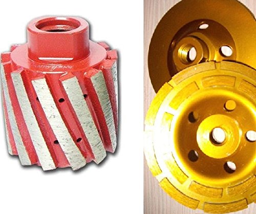 2' Diamond Zero Tolerance Drum Wheel 2 Pieces 4' Diamond Coarse Grinding Cup Wheel Granite Concrete Stone Travertine Quartz fits toolsmart Roxx Tools Hardin Polisher dewalt makita Grinder