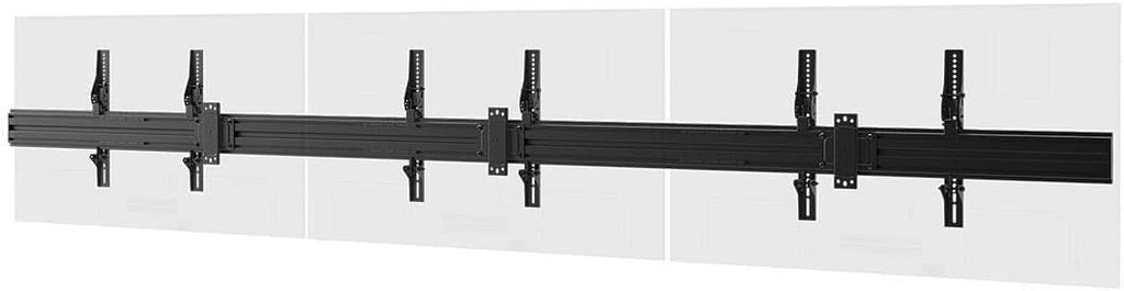Monoprice 3x1 Menu Board Wall Mount for Screens Between 32in to 65in, Adjustable Tilt, Max Weight 66 Lbs Per Screen, VESA Patterns Up to 600x400, Steel Construction, Black - Commercial Series