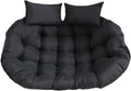 Oversized Double Papasan Chair Cushion 59 x 39 Inch (Without Chair), Outdoor Waterproof Hanging Swing Chair Cushion, Patio Swivel Rocker Chair Cushion with Headrest Pillow(Black)