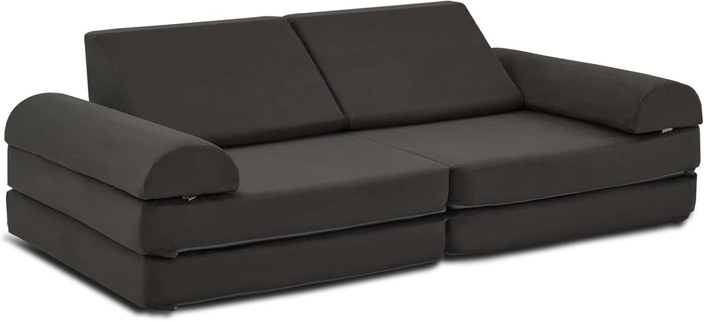 jela Kids Couch Safety Certified Play Couch Soft Kids Sofa with Machine Washable Cover Thick Foam Fort Building Set for Playroom Indoor (57'x28'x18', Charcoal)