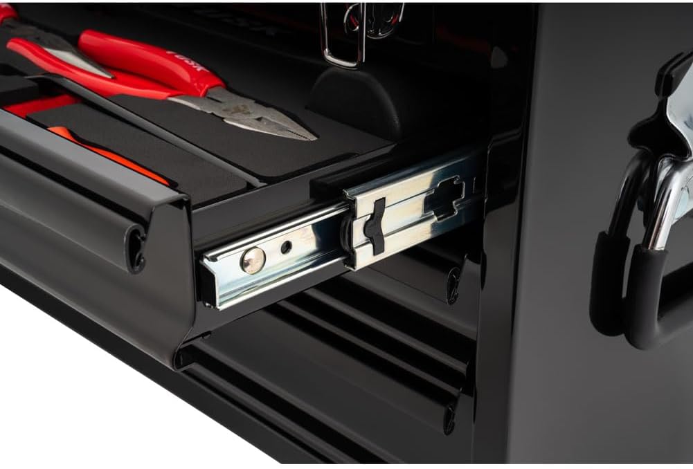 TUSK Tool Box with Tools EVA Foam Cut Outs and 129-Piece Tool Set 3-Drawer Portable Moto Box