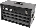 Boxo USA Heavy-Duty 3-Drawer Steel Tool Box - Portable Hand Carry Toolbox Organizer with Ball Bearing Slides & Secure Key & Digital Lock System (Black)