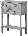 Convenience Concepts Kendra Entryway Hall Table 23.75' - 3 Storage Drawers, Traditional Console with Shelf for Decor, Office & Hallway Organizer, No Tools Assembly, Solid Wood, Wirebrush Light Gray