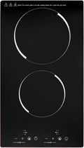 Electric Ceramic Cooktop 2 Burner, 1500W Induction Cooktop with 9 Power Levels, 140-482°F Temp Control & 120min Timer, Countertop Burner for All Pots, Black