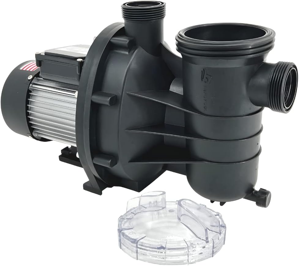 FibroPool 0.2 HP Above Ground Pool Pump 2520 GPH - 1.25' & 1.5' Hose Adapters & PTFE Tape - Clear Lid Strainer - Energy Efficient