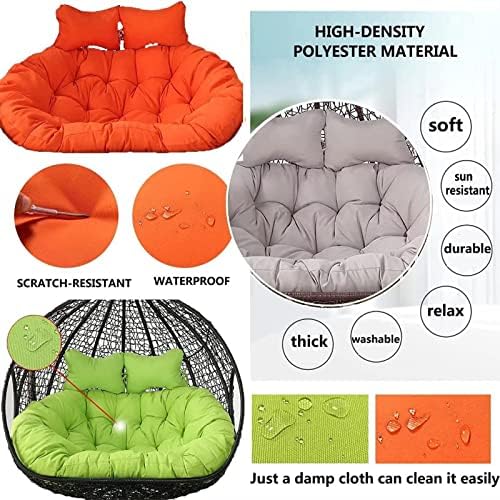 Replacement Double Egg Chair Cushion Outdoor Patio Wicker Loveseat Hanging Swing Egg Chairs for 2 Persons Ideal for Patio Backyard Balcony - Hammock Swing Chair Cushion