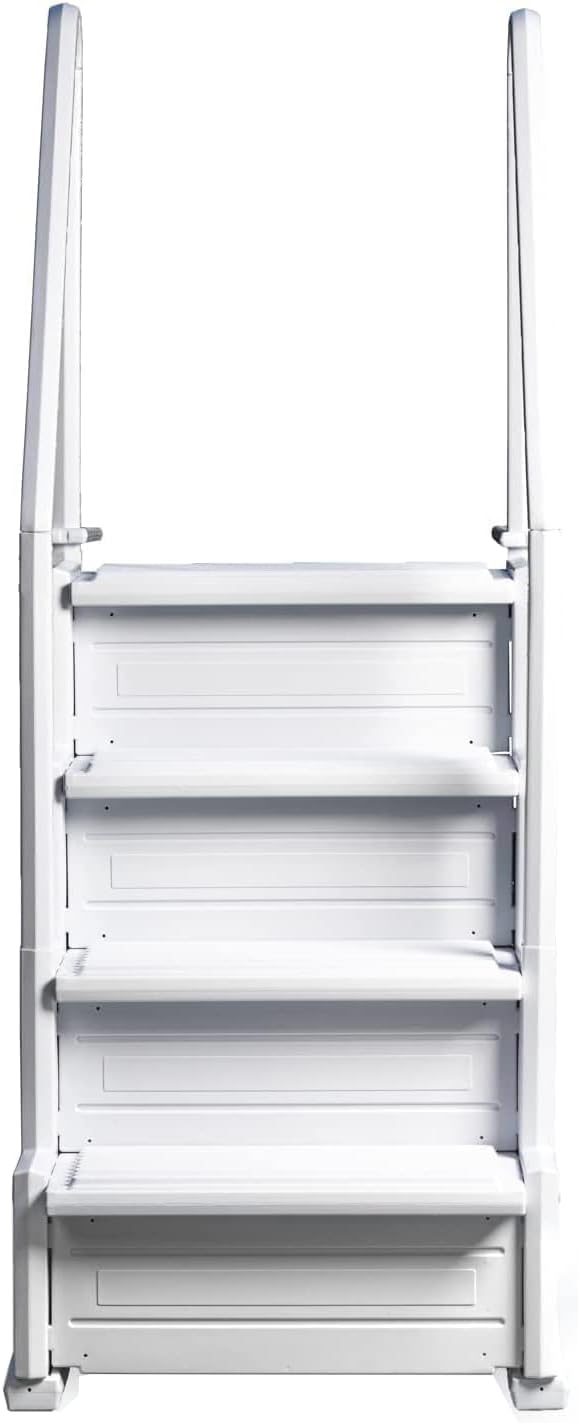 Aqua Select Everest in Pool Steps | White | for Above Ground Swimming Pools | Mount to Decks 48 to 54 Inches | Safety Stairs Capacity Up to 350 Pounds