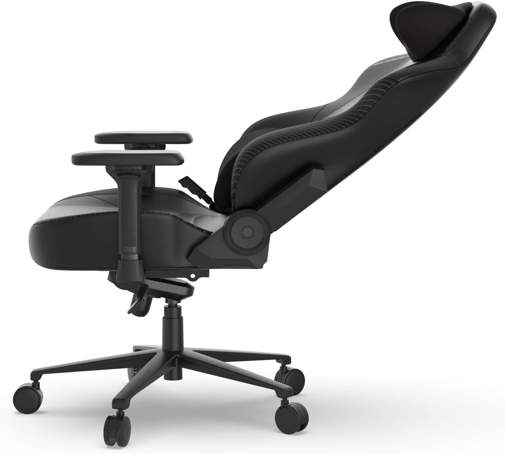 DXRacer Craft L Video Gaming Chair for Adults, Ergonomic Office Reclining Computer Chair with Magnetic Head Pillow and Lumbar Support, Racing Style Height Adjustable (EPU Leatherette, Black)