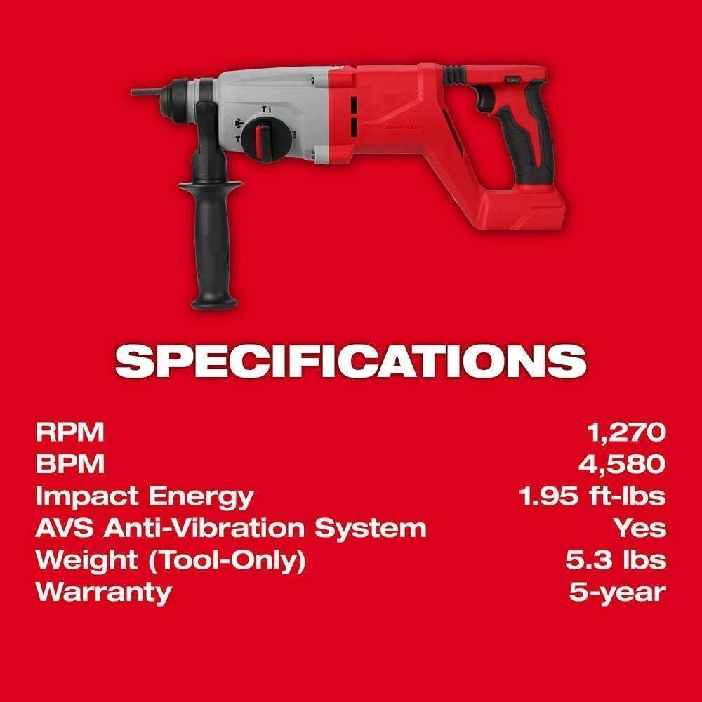 For Milwaukee.d M18 Rotary Hammer & Impact Wrench W/FrictionRing Combo Kit Bundle