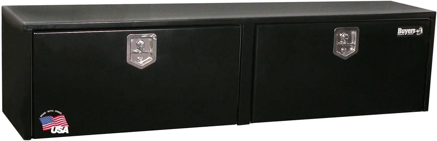 Buyers Products 1702325 Black Steel Underbody Truck Tool Box – 18 x 18 x 72 Inch - Truck Bed & Underbelly RV Storage Box, Locking T-Latch, Weather-Resistant, Heavy-Duty Flatbed Job Box, Made in USA