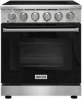 KOSTCH 30 inch Professional Electric Range with 5 Heating Elements Cooktop, 4.55 Cu. Ft. Convection Oven Capacity, Smooth Glass Top, in Stainless Steel, KOS-30RE06H (Black)