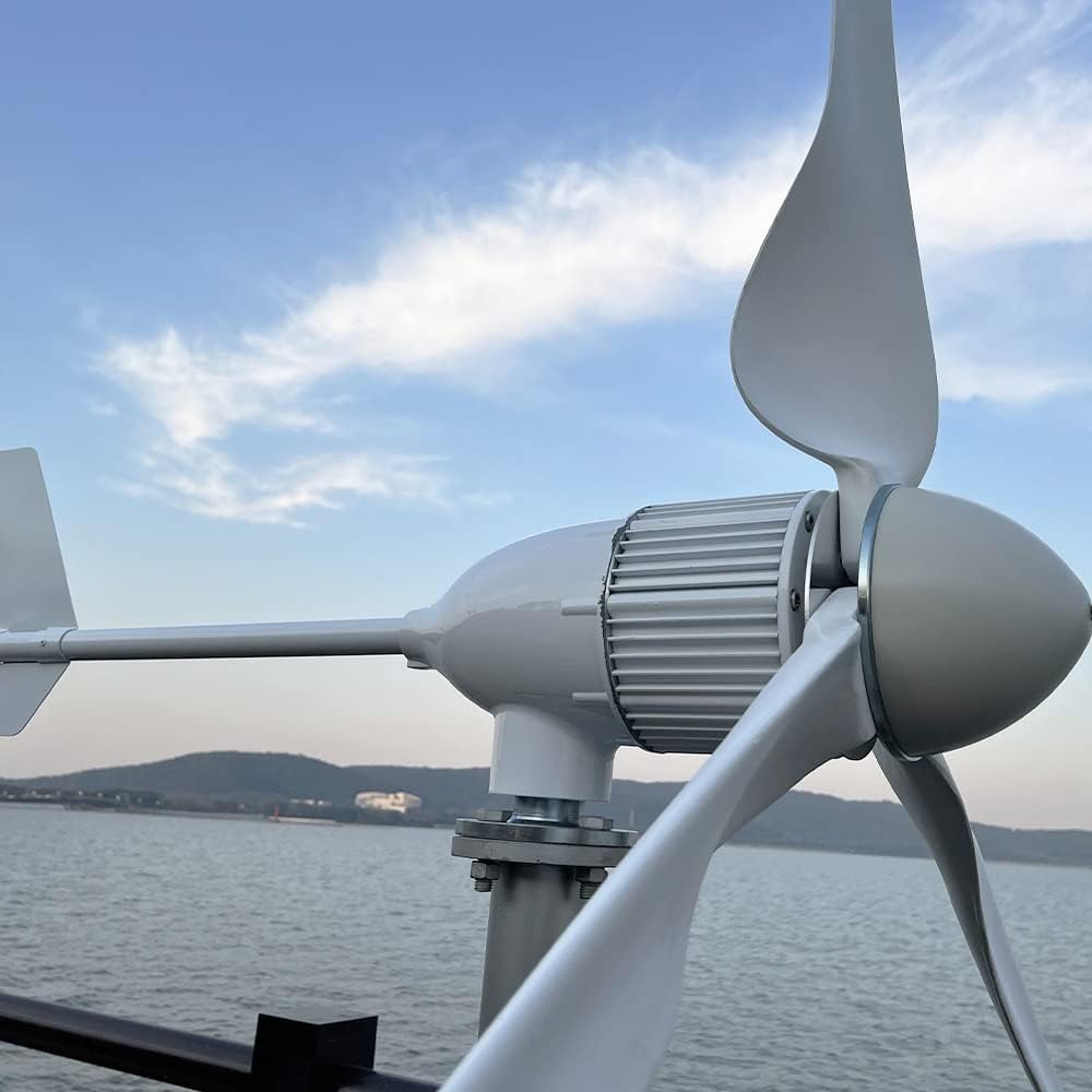 Wind Turbine Generator, 3000W 24V 48V 96V 3 Blades Horizontal Wind Turbine Generator Windmill With MPPT Charger Controller and Off Grid Inverter for Boats, Gazebos, Chalets, or Mobile Homes(24V)