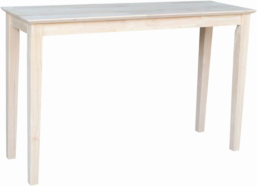 International Concepts Shaker Console Table, 48-Inch Long, Solid Parawood, Unfinished
