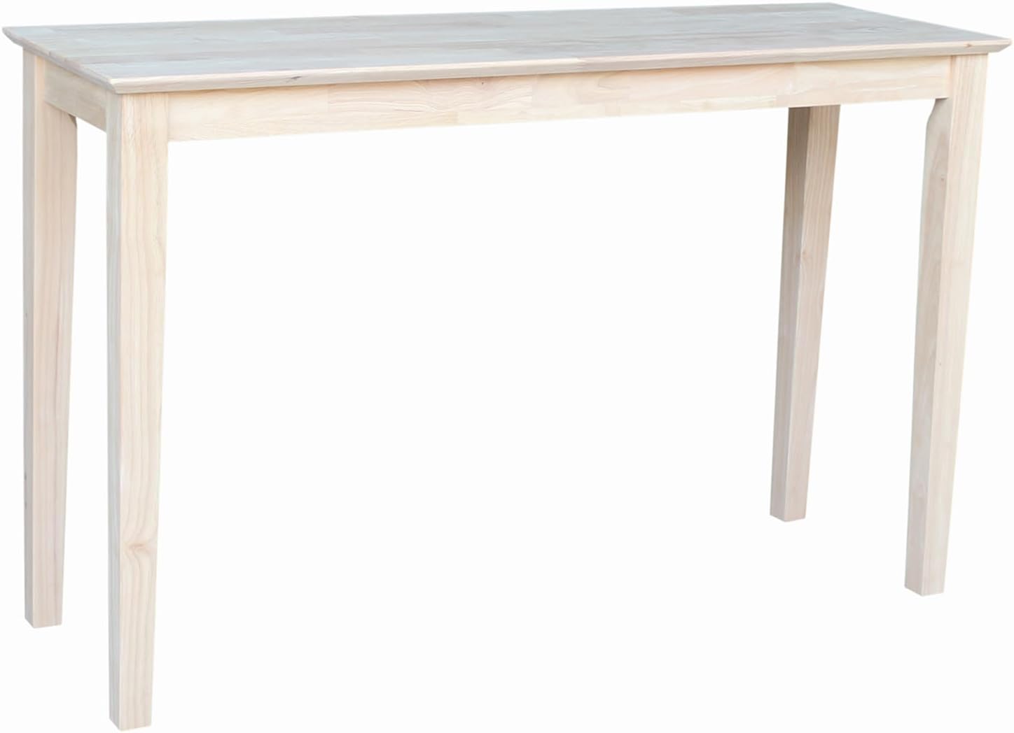 International Concepts Shaker Console Table, 48-Inch Long, Solid Parawood, Unfinished