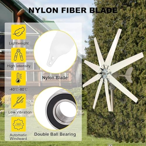 3000W Wind Turbine Generator - High-Efficiency Small Windmill for Home Use, 12V Off-Grid Solar Wind Power Kit, Eco-Friendly Renewable Energy Solution for Sustainable Living