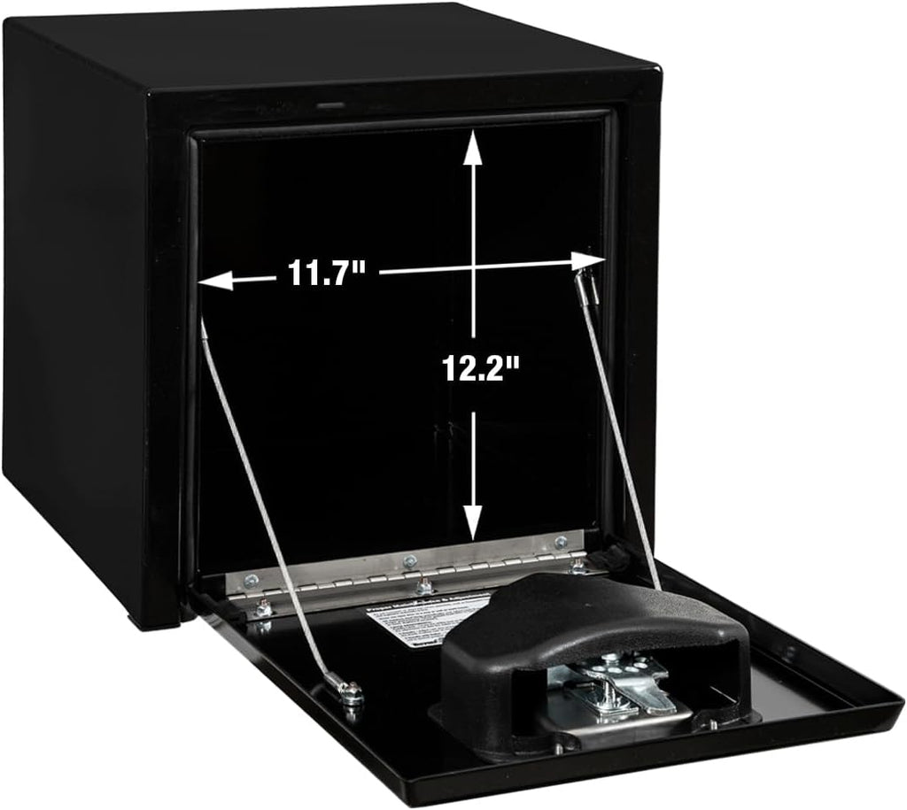 Buyers Products 1703320 Black Steel Underbody Truck Tool Box – 15 x 13 x 15 Inch - Truck Bed & Underbelly RV Storage Box, Locking T-Latch, Weather-Resistant, Heavy-Duty Flatbed Job Box, Made in USA
