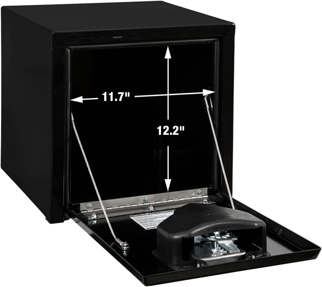 Buyers Products 1703320 Black Steel Underbody Truck Tool Box – 15 x 13 x 15 Inch - Truck Bed & Underbelly RV Storage Box, Locking T-Latch, Weather-Resistant, Heavy-Duty Flatbed Job Box, Made in USA