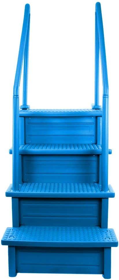 Aqua Select Anti-Slip in-Pool Steps | Blue | for Above Ground Swimming Pools | Can Mount to Decks 48' to 54' H | Safety Stairs Capacity Up to 350 lbs