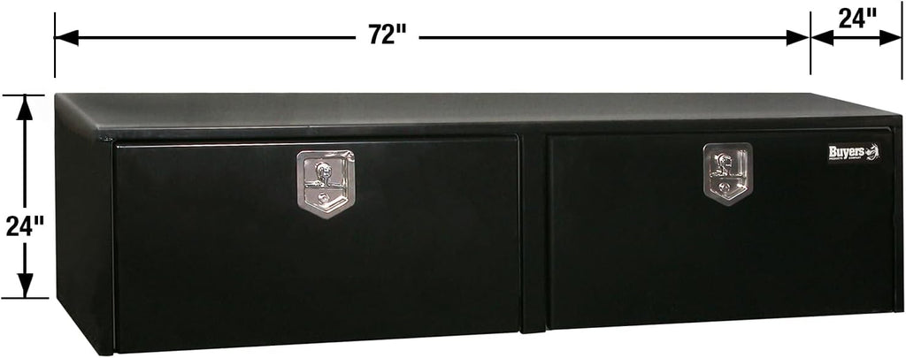 Buyers Products 1704320 Black Steel Underbody Truck Tool Box – 24 x 24 x 72 Inch - Truck Bed & Underbelly RV Storage Box, Locking T-Latch, Weather-Resistant, Heavy-Duty Flatbed Job Box, Made in USA