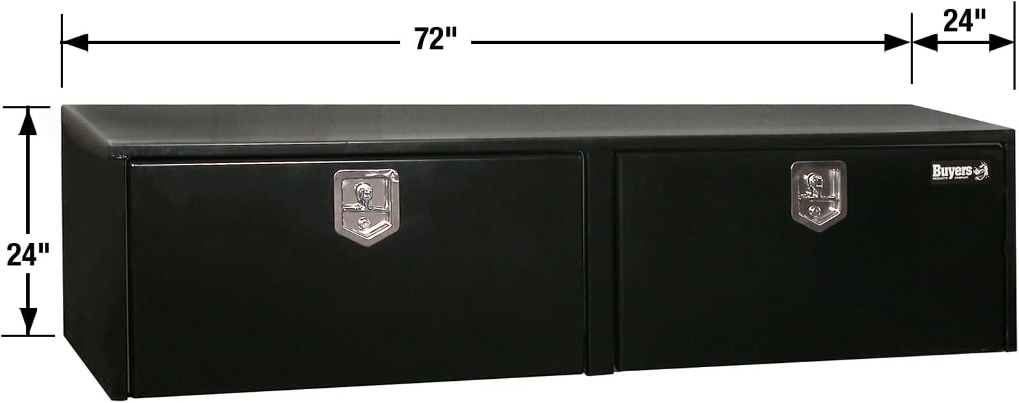 Buyers Products 1704320 Black Steel Underbody Truck Tool Box – 24 x 24 x 72 Inch - Truck Bed & Underbelly RV Storage Box, Locking T-Latch, Weather-Resistant, Heavy-Duty Flatbed Job Box, Made in USA