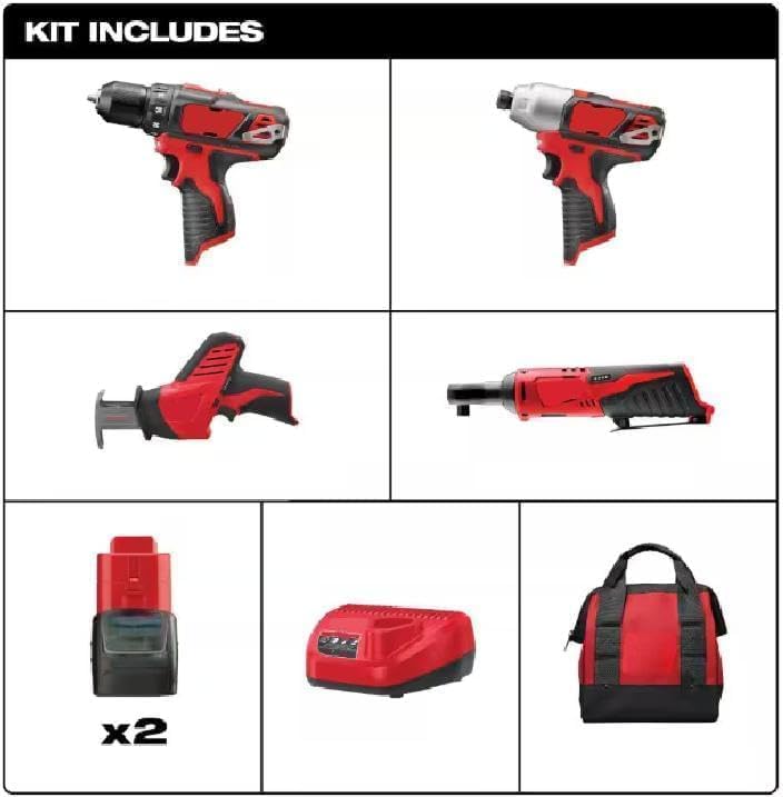 For Milwaukee.. M12 4-Tool Combo Kit