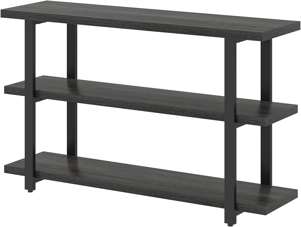 FOLUBAN Entryway Table, Wood Sofa Table with Storage Shelves for Living Room, Modern Console Table for Hallway, Entrance, or Behind Couch, Dark Gray, 47 Inch