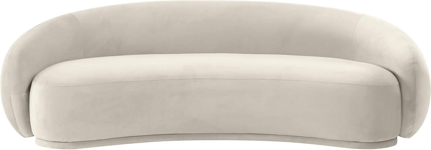 Meridian Furniture 44044Cream-S Emery Collection Modern | Contemporary Sofa with Ultra Luxe Cream 460 GSM Velvet, Solid Eucalyptus Wood Inner Frame, 95' W x 45.5' D x 31' H, Cream