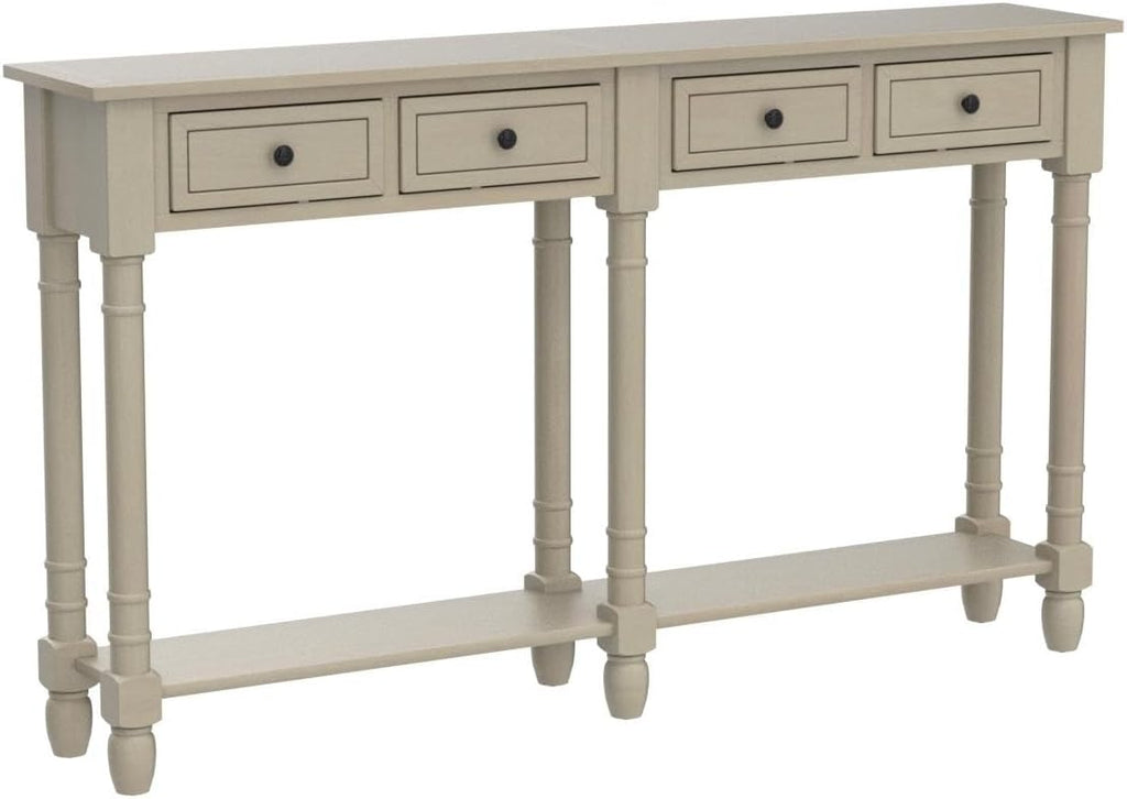 Merax Console Table Sofa Table with Two Storage Drawers and Bottom Shelf for Living Room, Entryway, Easy Assembly (Grey Wash)