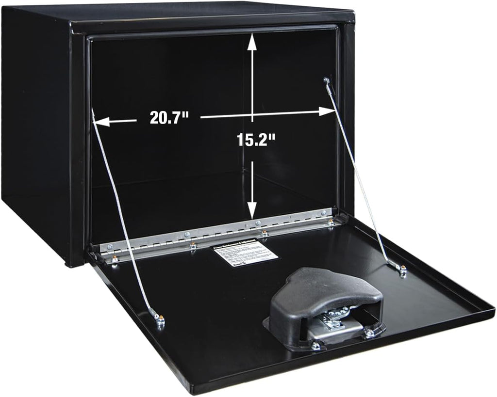 Buyers Products 1702300 Black Steel Underbody Truck Tool Box – 18 x 18 x 24 Inch - Truck Bed & Underbelly RV Storage Box, Locking T-Latch, Weather-Resistant, Heavy-Duty Flatbed Job Box, Made in USA