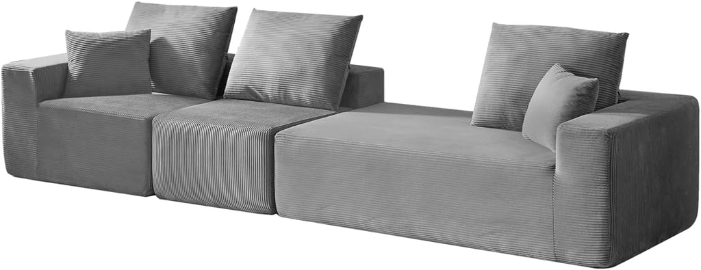 109.4' Oversized Modular Sectional Sofa with Chaise, Convertible L Shaped Cloud Couch with Deep Seat, 35D Full Foam Compressed Boneless Couches for Living Room, Bedroom, Office, No Assembly Required