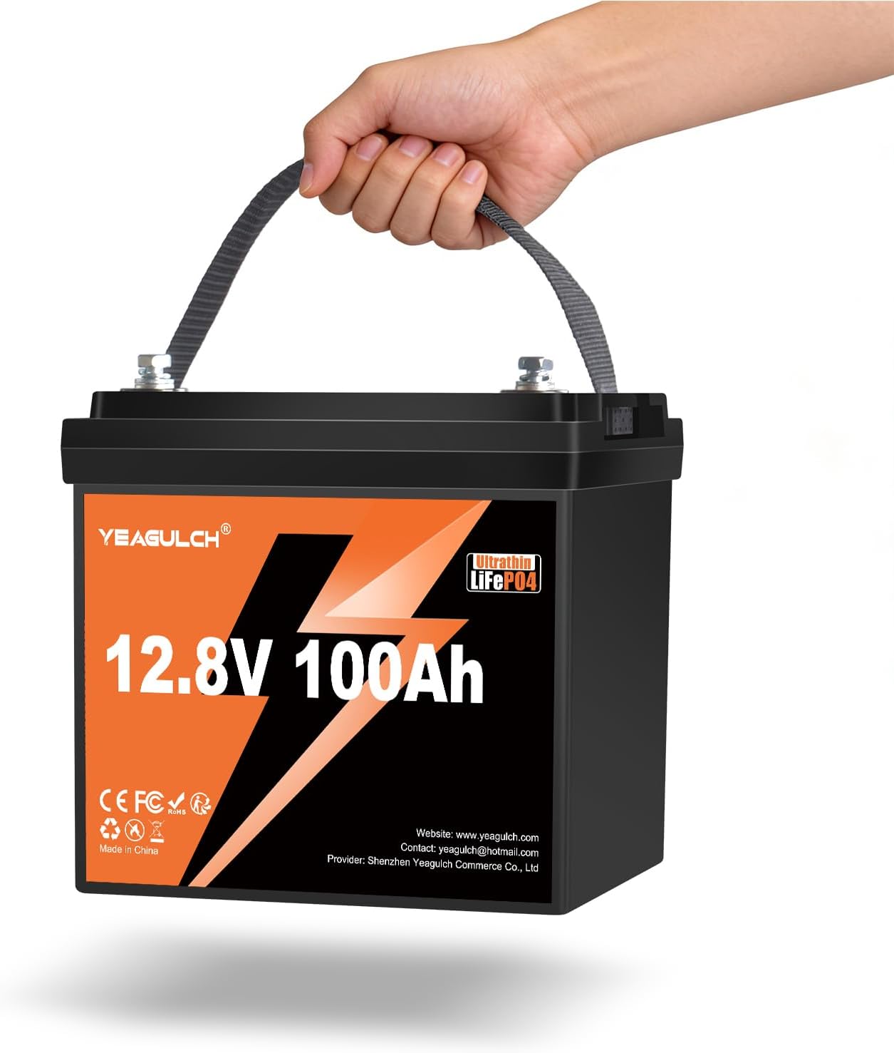 12V 100Ah Slim LiFePO4 Lithium Battery,1280Wh 15000+ Deep Cycle 100A BMS 12V Small Mini Lithium Battery Ideal for RV,Solar,Off-Grid Systems,Home Energy Storage