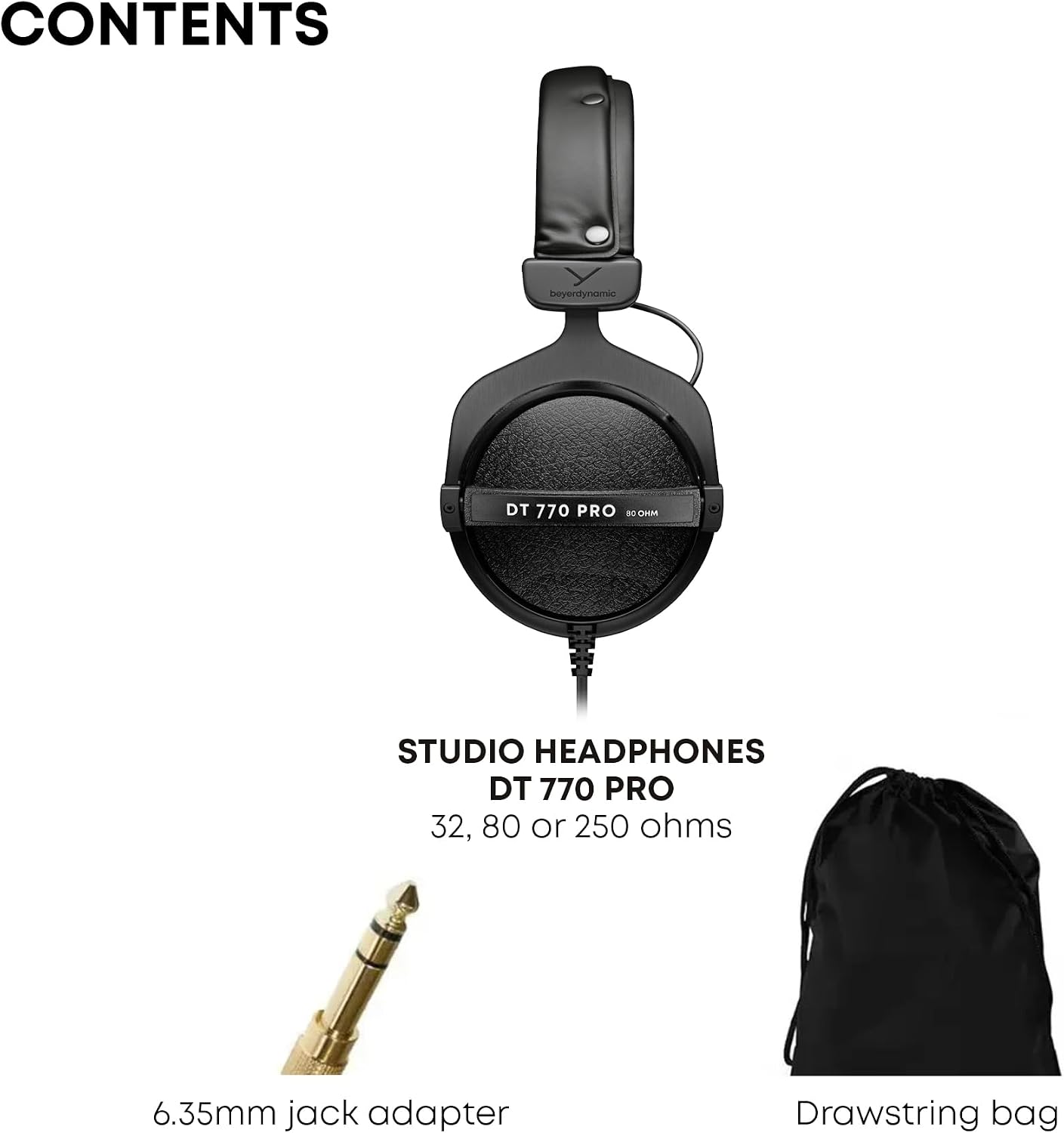 beyerdynamic DT 770 PRO, Wired Headphones, 3m Coiled Cable, Black with Gray Ear Pads