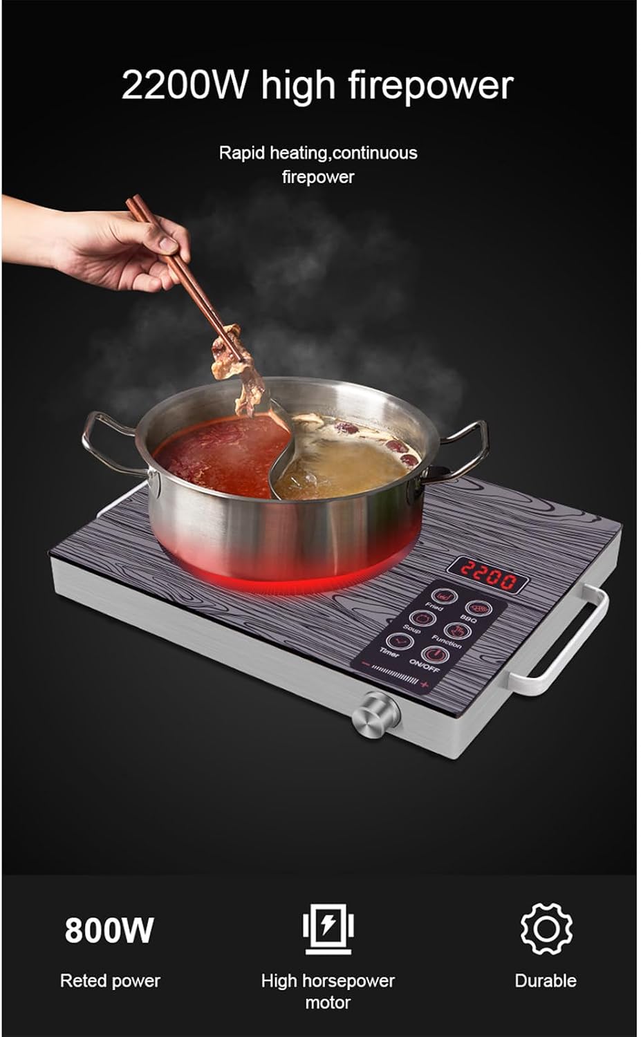 3500W Portable Induction Cooktop Timer Temperature Control Induction Cooktop Intelligent Touch Control Heating Plate for Kitchen Cooking