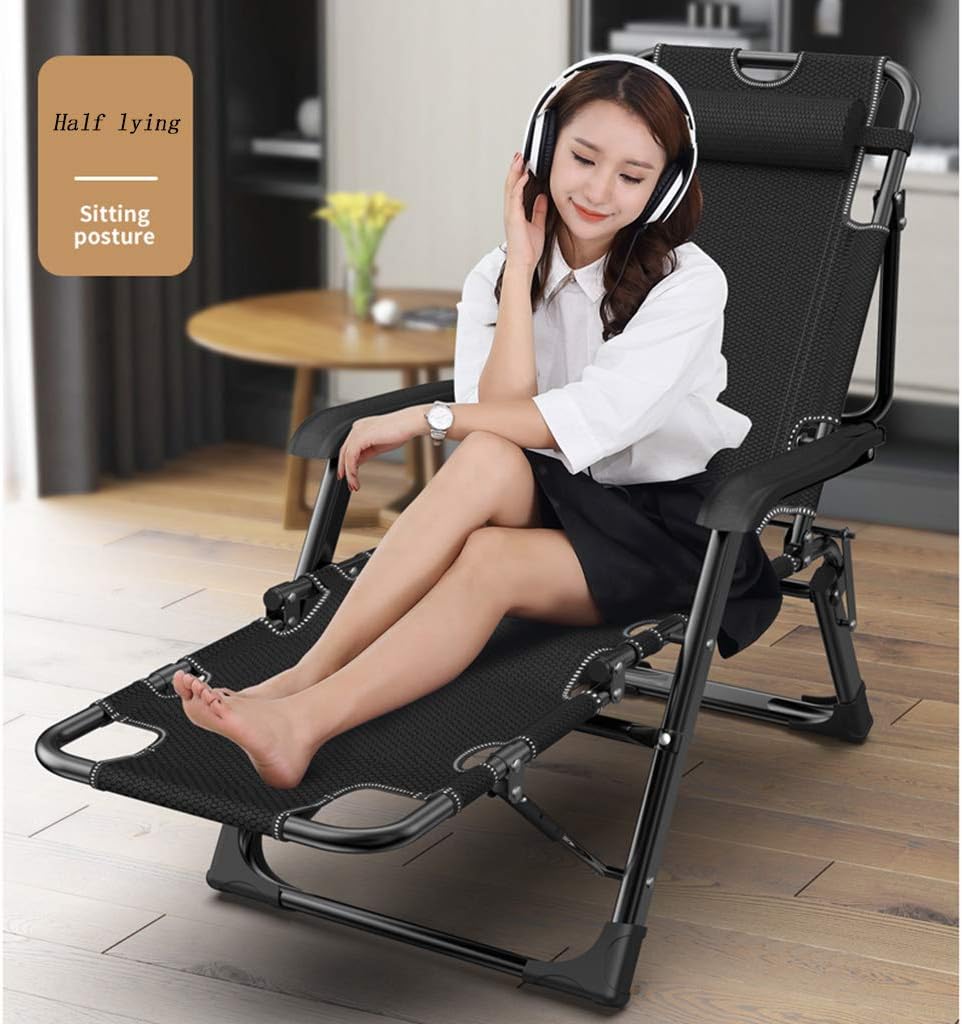 Portable Folding Deck Chair, Office nap Rocking Chair for Indoor/Outdoor/Balcony/Garden/Fishing