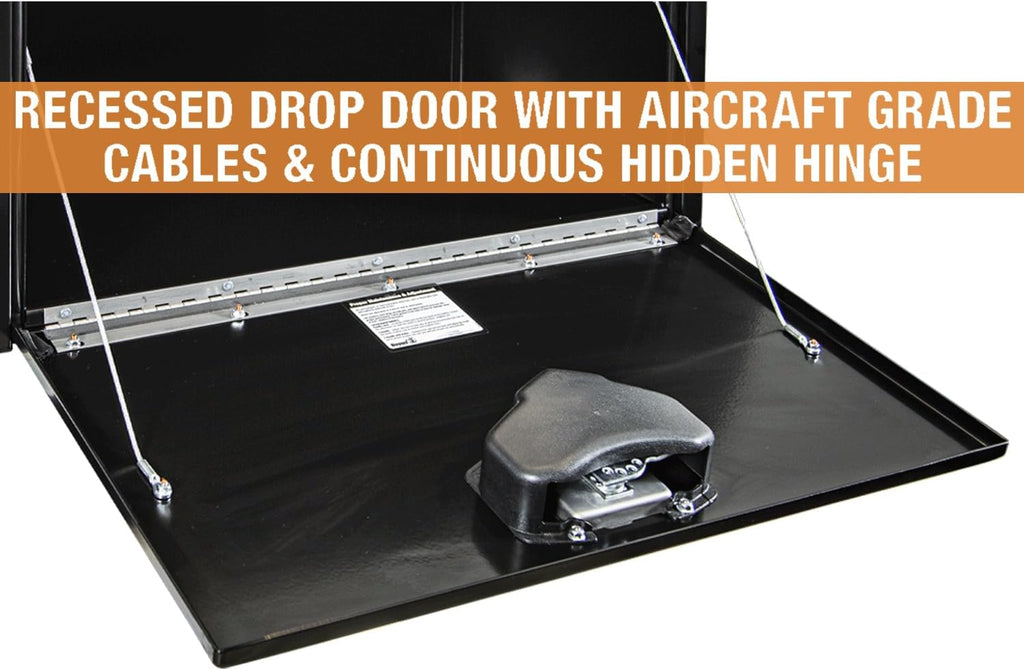 Buyers Products 1702303 Black Steel Underbody Truck Tool Box – 18 x 18 x 30 Inch - Truck Bed & Underbelly RV Storage Box, Locking T-Latch, Weather-Resistant, Heavy-Duty Flatbed Job Box, Made in USA