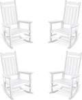 Stoog Outdoor Rocking Chairs Set of 4, All-Weather Resistant Porch Rocker with 400 lbs Weight Capacity, for Patio, Backyard, Fire Pit, Lawn, Garden and Indoor, White