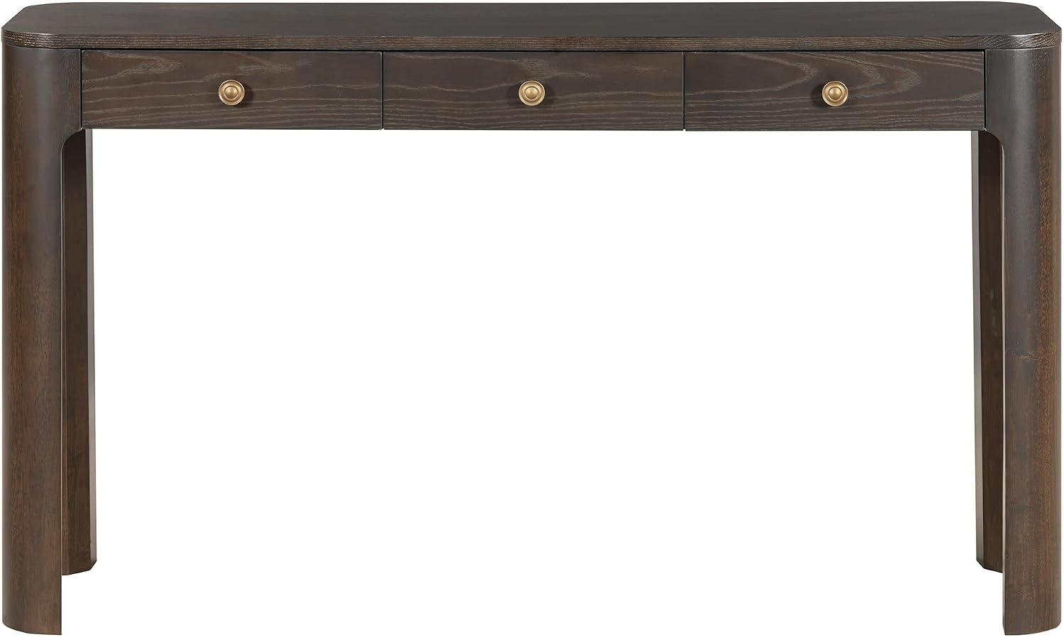 LKTART Solid Wood Entryway Table with 3 Drawers,Farmhouse Console Table Sofa Table with Curved Corners for Hallway,Foyer,Living Room (52' Espresso)