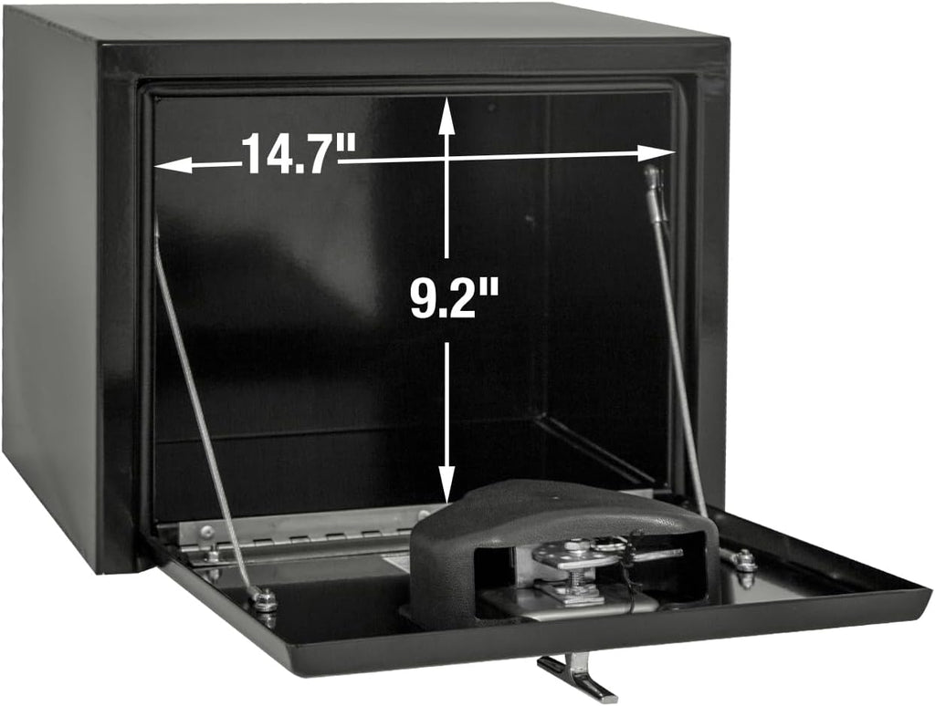 Buyers Products 1703349 Black Steel Underbody Truck Box with T-Handle Latch, 14 x 12 x 18 Inch, Contractor Toolbox For Organization And Storage, Job Tool Chest
