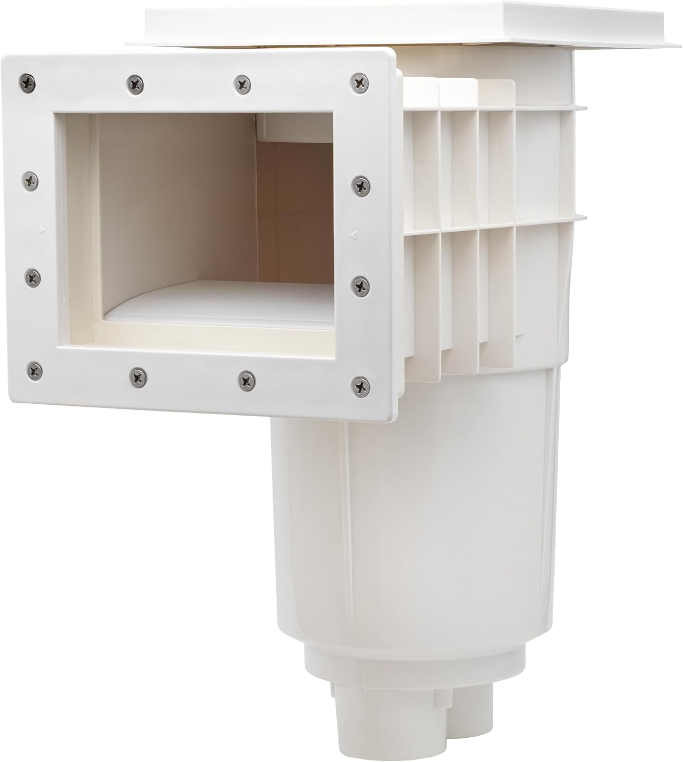 Rx Clear Standard Thru-Wall Skimmer for Vinyl Liner Inground Pool | Made of Non-Corrosive Abs Plastic | Large Debris Basket & Multiple Plumbing Connections for Easier Access