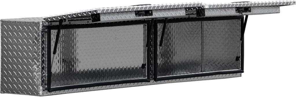 Buyers Products 1701351 Topsider Truck Tool Box, 16x13x72 Inch Diamond Tread Aluminum, Dual Flip-Up Doors, Locking Compression Latches, Weather Resistant, No-Drill Mount, Made in USA