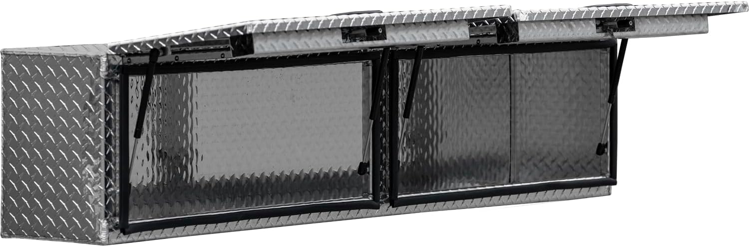 Buyers Products 1701351 Topsider Truck Tool Box, 16x13x72 Inch Diamond Tread Aluminum, Dual Flip-Up Doors, Locking Compression Latches, Weather Resistant, No-Drill Mount, Made in USA