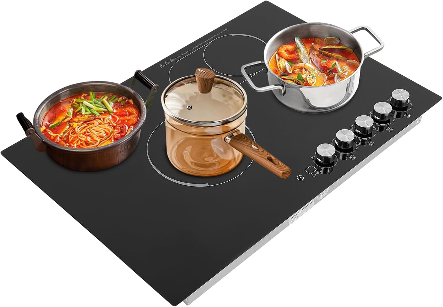Electric Cooktop 3 Burners, Built in Radiant Electric Stove Top,2600W Cooktop Stovetop with Sensor Touch Control&Timer,Temperature,9 Heating Level,110V (4 Burners)