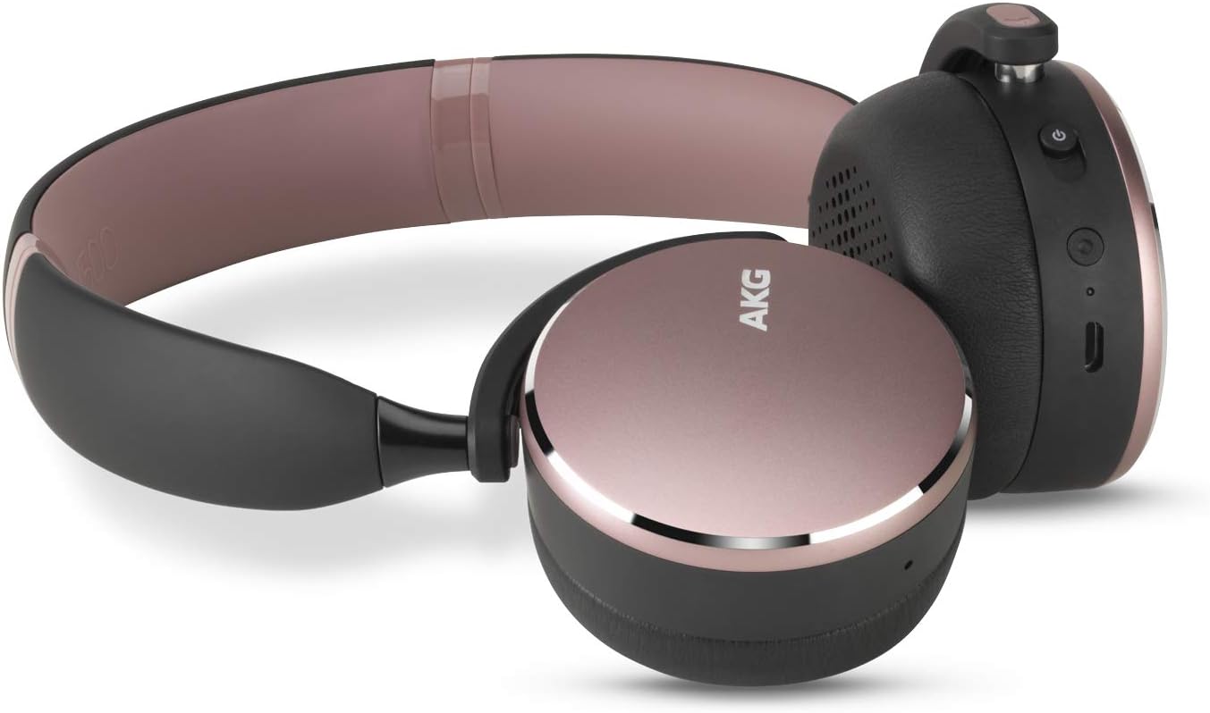 AKG Y500 On-Ear Foldable Wireless Bluetooth Headphones - Pink (US Version)