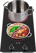 1200W+900W 20 Inch Electric Cooktop, 9 Levels 2 burner induction Built-in Plate Hot Plate Electric burner Double Induction Cooktop with LED touch Knob Control Overheat Protection for all Pans