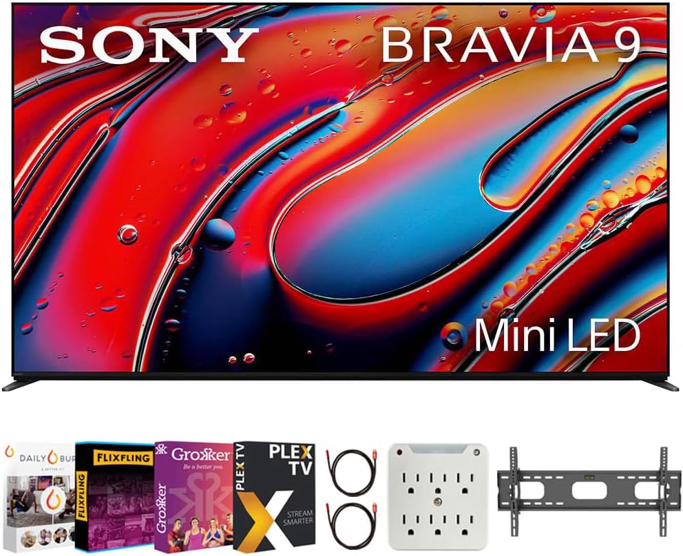 Sony BRAVIA 9 K75XR90 75 inch 4K HDR Smart QLED Mini-LED TV Bundle with Premiere Movie Streaming Package & TV Setup Bundle with Wall Mount + Surge Adapter + HDMI Cable & More (2024 Model)
