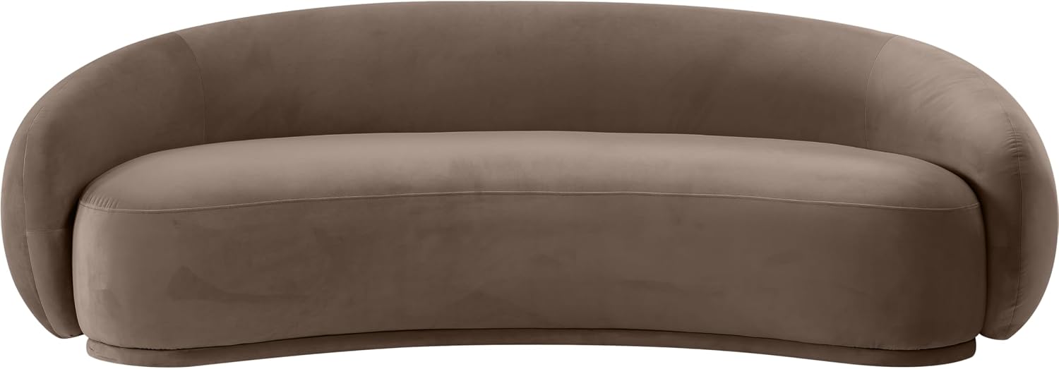 Meridian Furniture 44044Brown-S Emery Collection Modern | Contemporary Sofa with Ultra Luxe Brown 460 GSM Velvet, Solid Eucalyptus Wood Inner Frame, 95' W x 45.5' D x 31' H, Brown