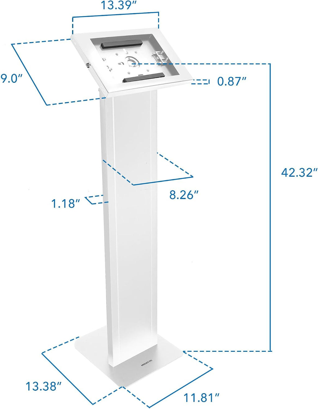 Mount-It! Anti-Theft iPad Floor Stand Kiosk, Locking Tablet Floor Stand for iPad Gen 7–11 & A16, Air & Pro (10.2'–11'), Commercial Kiosk for Retail, Lobby & Trade Show, White