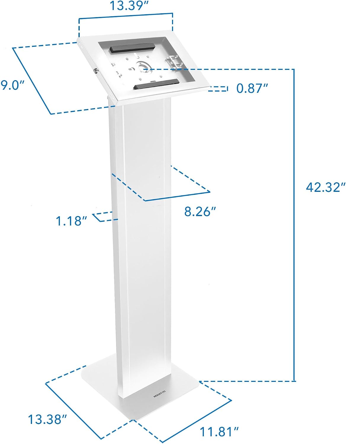 Mount-It! Anti-Theft iPad Floor Stand Kiosk, Locking Tablet Floor Stand for iPad Gen 7–11 & A16, Air & Pro (10.2'–11'), Commercial Kiosk for Retail, Lobby & Trade Show, White